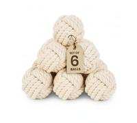 RII 6pcs 2" Nautical Decorative Rope Ball, Cotton Rope, Nautical Bowl Filler, Rope décor, Vase & Tray Bowl Filler, Home Tabletop Décor, Wedding and Party Display Props, Housewarming Gift