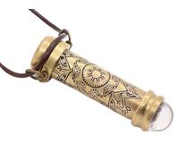 RII Brass Teleidoscope/Kaleidoscope Pandent with leather Cord Necklace, Etched Mandala Pattern Locket, Pocket Scope -A unique Gift for Loved Ones