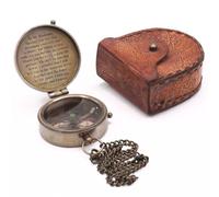 RII Engraved Brass Compass | Nautical Antique Vintage Solid Brass Compass with Leather Case | Romantic Gift for Husband | Sentimental Keepsake for Anniversaries | Compact Travel Compass for Outdoor