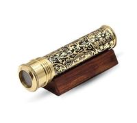 RII Etched Brass Handmade Kaleidoscope Explore Endless Colour with Lampworking Glass Beads, Wooden Display Stand, Dry Object Chamber- A Unique Gift and A New Addition Add Your Kaleidoscope Collection