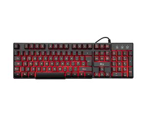 Rii Gaming Keyboard, RK100 Light Up Keyboard Mechanical Feeling Keyboard with 3 Single LED Backlit Color (Red/Purple/Blue)-UK Layout