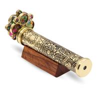 RII Handcrafted Etched Floral Pattern Lacquered Brass Kaleidoscope Includes Two Separate Turning Wheels-A Unique Gift to My Son, Grandson, Daughter. (6.5"x1")