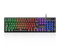 Rii Mechanical Keyboard,Full Size 104 Keys Gaming Keyboard Mechanical with Blue Switches RGB Backlit USB Wired Compatible with PC Computer Mac PS5 UK Layout