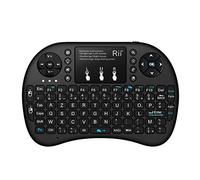 Rii Mini i8 Wireless Ergonomic Backlit French (Azerty) + Wireless Mini Keyboard with Touchpad for Smart TV, HTPC, Mini PC, MP3 Player, Computer (Black)