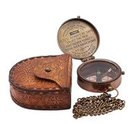 RII Pocket Brass Compass, Nautical Navy Compass for Camping, Travelling, Hiking, Boating, Gift Compass for Graduation, Wedding, Birthday, Anniversary, Dad to Son/Grandson with Imprinted Leather Case