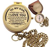 RII Pocket Brass Compass, Nautical Navy Compass for Camping, Travelling, Hiking, Boating, to Son/Grandson with Imprinted Leather Case, Gifting Compass for Graduation, Wedding, Birthday, Anniversary