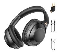 Riibox Y7Pro Hybrid Active Noise Cancelling Headphones, LDAC Hi-Res Audio, 75H Playtime, Deep Bass, Comfort Fit & Foldable Wireless Over-Ear Bluetooth Headphones for Home Office Travel - Black