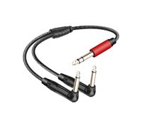 RIIEYOCA 1/4 inch TRS Stereo to Right Angle Dual 1/4 inch TS Mono Insert Cable,Stereo Y Splitter Cable,6.35mm TRS Male to 90 Degree Dual 6.35mm TS Male Audio Cord（0.5m）