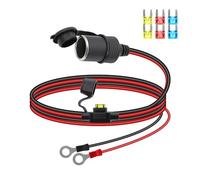 RIIEYOCA 12V/24V Cigarette Lighter Socket Extension Cable, Car Cigarette Lighter Female Socket to O Ring Terminal Cord with Waterproof Cover and 20A Fuse for Cars, Boats, etc.(1M)