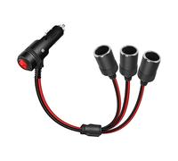 RIIEYOCA 12v 24v Cigarette Lighter Splitter Adapter with On Off Switch, Car Cigarette Lighter 1 Male to 3 Female Sockets Y Splitter Power Cable（30cm/1ft）