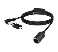 RIIEYOCA 12V USB to Cigarette Lighter Socket Converter Cable, 5V to 12V 90 Degree Right Angle USB Male to Cigarette Lighter Female Adapter for Dash Cam, Radar Detector, GPS (1.2M/4FT)