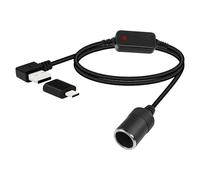 RIIEYOCA 12V USB to Cigarette Lighter Socket Converter Cable, 5V to 12V 90 Degree Right Angle USB Male to Cigarette Lighter Female Adapter for Dash Cam, Radar Detector, GPS (0.7M/2.3FT)