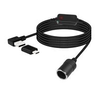 RIIEYOCA 12V USB to Cigarette Lighter Socket Converter Cable, 5V to 12V 90 Degree Right Angle USB Male to Cigarette Lighter Female Adapter for Dash Cam, Radar Detector, GPS (3M/9.9FT)