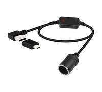 RIIEYOCA 12V USB to Cigarette Lighter Socket Converter Cable, 5V to 12V 90 Degree Right Angle USB Male to Cigarette Lighter Female Adapter for Dash Cam, Radar Detector, GPS(0.3M/1FT)