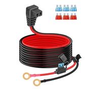 RIIEYOCA 14 AWG 12V Car Fridge Power Cable,O-Ring Termina to Compressor Refrigerator Power Cord, Built in 15A/10A Fuse for Portable Fridges, Camping Coolers etc.(3M/10FT)