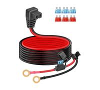 RIIEYOCA 14 AWG 12V Car Fridge Power Cable,O-Ring Termina to Compressor Refrigerator Power Cord, Built in 15A/10A Fuse for Portable Fridges, Camping Coolers etc.（1.5M/5FT)
