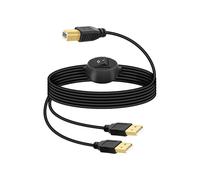 RIIEYOCA 2.5m Printer USB Cable, 2 USB-A to USB-B Splitter Cable with Toggle Button, 2 in 1 Out Shared Printer, Scanner (1m USBA + 1.5m USBB)