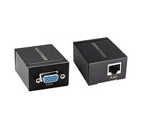 RIIEYOCA 2 Pack VGA Extender Adapter, VGA to RJ45 Over Cat5e/Cat6 Ethernet Cable Convert Signal, Can Be Extended to 60M/196ft Range (Black)