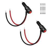 RIIEYOCA 2PCS 12V 24V Cigarette Lighter Plug Adapter, 16AWG Heavy Duty 15A Car Cigarette Lighter Male to Bare Wire with On/Off Switch Replacement Power Cable for Cars, Boats (0.3M/1FT)