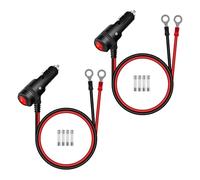 RIIEYOCA 2PCS 12V 24V Cigarette Lighter Plug Adapter,16AWG Heavy Duty 15A Car Cigarette Lighter Replacement Male to O-Ring Terminal Power Cable with On/Off Switch for Cars,Boats 0.6M/2FT