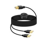 RIIEYOCA 4.5m Printer USB Cable, 2 USB-A to USB-B Splitter Cable with Toggle Button, 2 In 1 Out Shared Printer, Scanner (2.5m USBA + 2m USBB)