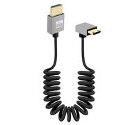 RIIEYOCA 4K Mini HDTV to HDTV Short Coiled Cable, 90 Degree Down Angle 18Gbps High Speed HDTV2.0 Supports 4K@60Hz, Compatible with Camcorder, Monitor (Down)