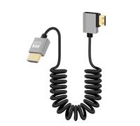 RIIEYOCA 4K Mini HDTV to HDTV Short Coiled Cable, 90 Degree Left Angle 18Gbps High Speed HDTV2.0 Supports 4K@60Hz, Compatible with Camcorder, Monitor (Left)