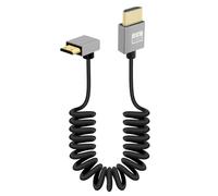 RIIEYOCA 4K Mini HDTV to HDTV Short Coiled Cable, 90 Degree Up Angle 18Gbps High Speed HDTV2.0 Supports 4K@60Hz, Compatible with Camcorder, Monitor (Up)