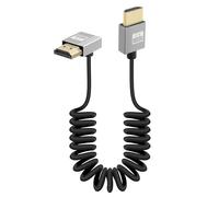 RIIEYOCA 4K Short HDTV to HDTV Coiled Cable, 90 Degree Upward Angle 18Gbps High Speed HDTV2.0 Support 4K@60Hz, Compatible with Camcorders, Monitors. (Up)