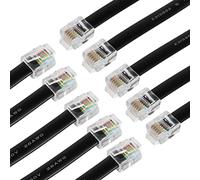 RIIEYOCA 50cm Short RJ12 Straight Wired Cable 6P6C Male to Male Flat Telephone Cord,Compatible with Data and Voice(Black,10Pack)