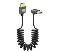 RIIEYOCA 8K 90 Degree HDMI to HDMI Coiled Cable, Downward Angle Short 48Gbps High Speed HDMI2.1 Support HDR, 8K@60Hz, 4K@120Hz, Compatible with Camcorders, Monitors (Down)