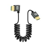 RIIEYOCA 8K 90 Degree HDTV to HDTV Coiled Cable, Left Angle Short 48Gbps HDTV2.1 Support HDR, 8K@60Hz, 4K@120Hz, Compatible with Camcorders, Monitors (Left)