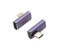 RIIEYOCA 8K 90 Degree USB C 4.0 Male to Female Adapter, 240W 40Gbps Transmission Speed 8K 60HZ, LED Lights Designed for Tablets, Laptops, Phones, and More (2-Pack) (Mid-Bend Black)