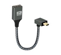 RIIEYOCA 8K HDTV 2.1 90 Degree Down Angle Micro HDTV Male to Female Adapter Cable,8K@120Hz 48Gbps,Nylon Braided Micro-HDTV Male to Female Cable Compatible with Go Pro/Nikon/Canon/Sony(15cm)