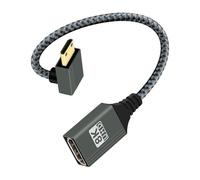 RIIEYOCA 8K HDTV 2.1 90 Degree Down Angle Mini HDTV Male to Female Adapter Cable,8K@120Hz 48Gbps,Nylon Braided Mini-HDTV Male to Female Cable Compatible with Go Pro/Nikon/Canon/Sony(15cm)