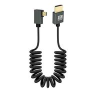 RIIEYOCA 8K Micro HDMI to HDMI Short Coiled Cable, 90 Degree Right Angle 48Gbps High Speed HDMI2.1 Support HDR, 8K@60Hz, 4K@120Hz, Compatible with Camcorders, Monitors (Right)