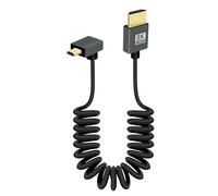 RIIEYOCA 8K Micro HDTV to HDTV Short Coiled Cable, 90 Degree Up Angle 48Gbps High Speed HDTV2.1 Support HDR, 8K@60Hz, 4K@120Hz, Compatible with Camcorders, Monitors (Up)