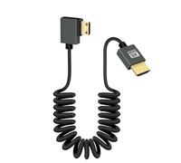 RIIEYOCA 8K Mini HDMI to HDMI Short Coiled Cable, 90 Degree Right Angle 48Gbps High Speed HDMI2.1 Support HDR, 8K@60Hz, 4K@120Hz, Compatible with Camcorders, Monitors (Right)