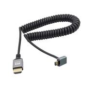 RIIEYOCA 90 Degree Down Angle UHD 4K Micro HDTV Male to HDTVS Male 18Gbps Extender Coiled Cable Supports 4K@60Hz,1080p,ARC,3D,for Laptop,DVRs,Roku Ultra Stretchable to 1.5M/5FT