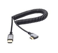 RIIEYOCA 90 Degree Left Angle UHD 4K Mini HDTVS Male to HDTV Male 18Gbps Extender Coiled Cable Supports 4K@60Hz,1080p,ARC,3D,for DVRs,Roku Ultra Stretchable to 1.5M/5FT
