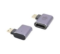 RIIEYOCA 90 Degree Right Angle 8K Mini HDMI to HDMI Adapter,48Gbps High Speed 2.1 Extender Mini HDMI Male to HDMI Female Adapter 8K 4K With LED Lights,2PCS