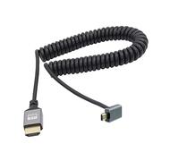 RIIEYOCA 90 Degree Up Angle UHD 4K Micro HDMI Male to HDMI Male 18Gbps High Speed 2.0 Extender Coiled Cable Supports 4K@60Hz,1080p,ARC,3D,for Laptop,DVRs,HDTV,Roku Ultra Stretchable to 1.5M/5FT