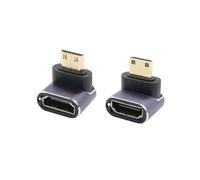 RIIEYOCA 90 Degree UP&Down Angle 8K Mini HDMI to HDMI Adapter,48Gbps High Speed 2.1 Extender Mini HDMI Male to HDMI Female Adapter 8K 4K With LED Lights,2PCS