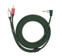 RIIEYOCA 90 Degrees Right Angle 3.5mm to 2 RCA Cable 6FT,2RCA Male to 3.5mm TRS Male Stereo Y Splitter Adapter for Smartphone, Speaker, MP3, Tablet & More (2M)