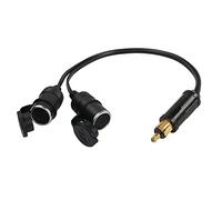 RIIEYOCA Car European Male Hella Din Cigarette Lighter Multi Socket,2 Socket Splitter 12V/24V Car Accessory Connector Cigarette Lighter Adapter Male to Female Socket Extension Cable,40CM