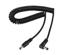 RIIEYOCA Coiled DC 5.5mm x 2.1mm Power Cord,90 Degree DC 5.5mm x 2.1mm Male to Straight Male Plug Power Adapter Cable,Stretched up to 1.5M