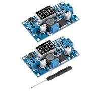 RIIEYOCA DC-DC Buck Converter Module,LM-2596S 4V-40V to 1.25-37V Up to 2A,Step Down Module,Adjustable Voltage Regulator with LED Voltmeter Display(2-Pack)