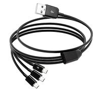 RIIEYOCA Multi Mini USB Splitter Cable,3 in 1 USB 2.0 A male to 3 Mini 5 pin Male Data Sync Charging Cable,Power up to 3 Mini USB Devices at Once from a Single USB Port, 1M(Black)