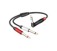 RIIEYOCA Right Angle 1/4 inch TRS Stereo to Dual 1/4 inch TS Mono Insert Cable,Stereo Y Splitter Cable,90 Degree 6.35mm Male to Dual 6.35mm Male Audio Cord（0.5m）