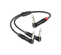 RIIEYOCA Right Angle 1/4 inch TRS Stereo to Right Angle Dual 1/4 inch TS Mono Insert Cable,Stereo Y Splitter Cable,90 Degree 6.35mm Male to Dual 6.35mm Male Audio Cord（0.5m）